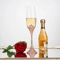 Originalus Fleitos formos reljefinis karūnos šampano taurė, Auksinės šviesos prabangi putojančio vyno taurė, Ceremoniniai saldūs kokteilių taurės 260ml