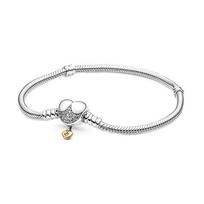 Pandora Moments Disney Serija Širdelės Sagtimi Gyvatės Grandinėlės Apyrankė Moteriška apyrankė Sidabrinė 569563C01 Box,17 white