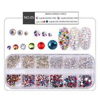 Nagų dailės papuošalų rinkinys High Silver Flat Diamond AB Water Diamond Shiny Diamond Long Bar Box 1440vnt.