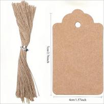 Blank Kraft Paper Gift Tags with Hemp Rope - White Card Hang Tags beige