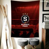 AC Sparta Praha Sieninė gobelenas Estetiškas sienos kabinamas spausdinto audinio pledas Dekoratyviniai gobelenai miegamajam svetainei namų dekoravimui 100cm x 150cm gray