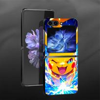Mielas Pokemon Pikachu dėklas Samsung Galaxy Flip3 Flip6 Flip7 FE Z Flip 7 6 5 4 3 Flip4 Flip5 Galinis telefono dėklas Funda Galaxy Z Flip4 blue