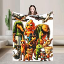 Sigma Italian Brainrot Meme Penguin Sushi Flannel Blanket Winter Soft Throw Blanket for Child Outdoor Bedspread Sofa Bed Cover 100x150cm black
