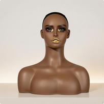 Mannequin Head with Shoulders Sturdy Female brown