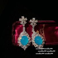 White Moonlight Litchi Frozen Jade Marrow Earrings Water Spirit Water Spirit White Jade Marrow Agate Flower Zircon Earrings gray