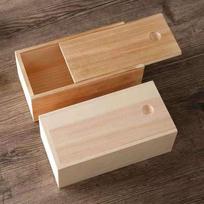 In-Stock Custom Solid Wood Rectangular Slide Lid Gift & Storage Box 20*10*8cm brown