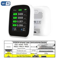 WiFi Tuya oro kokybės monitorius: PM2.5, CO2, TVOC, HCHO, NDIR jutiklis