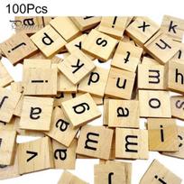100 vnt. medinių abėcėlės plytelių anglų raidės pasidaryk pats medžio amatai vaikiškas žaislas 18x20 mm Lowercase Letter beige
