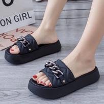 New Summer Women's Fashion Casual Beach Slide Sandals Non-Slip Trendy Simple Home Slippers 36-40 black