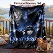 Personalized Flannel Throw Blanket,Billie Eilish Custom Printed Name, Cozy Plush Blanket For Home Use 80cmx120cm gray