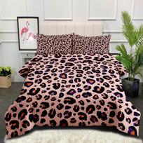 Leopardo rašto pliušinis patalynės komplektas - Dygsniuotas antklodė ir užvalkalas, 3 dalių komplektas 140*200cm black