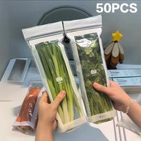 15/50Pcs Reusable Food Sealing Bags Thickened Self-Sealing Fruits Vegetables Fresh-keep Bags Leakproof Moisture-proof black