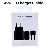 Įkroviklis Samsung 45W Super Fast Charge ES SERTIFIKUOTAS Adapteris Galaxy Z Fold 5 4 3 Flip 5 4 3 S23 S24 Ultra S20 S22 S21 Black EU Set