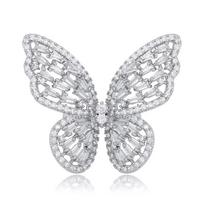 Luxury Hollow Zircon Butterfly Open Ring Light Luxury Full Zircon Adjustable Index Finger Ring for Women TJZ502XS white
