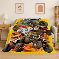 Cartoon Monster Truck Monster Jam Soft Flannel Throw Blanket,Warm Cozy Blanket for Bed,Couch,Sofa,Bedroom,Living Room,Travel 75x90cm black