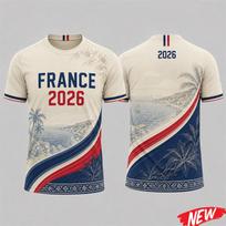 France Football Jersey Men 2026 Casual Short Sleeve T-shirt 3d Print Eiffel Tower Vintage Pattern Summer Unisex Daily Sport Tops 5XL gray
