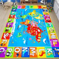 Vaikiškas edukacinis pasaulio žemėlapio kilimas ABC gyvūnų rašto žaidimų kilimėlis neslystantis minkštas kilimas vaikų miegamajam žaidimų kambariui 50x80cm red