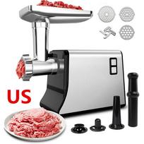 LMETJMA Electric Meat Grinder Sausage Stuffer Maker Heavy Duty Meat Mincer with Stainless Steel Cutting Blade Kubbe Kit JT365 gray