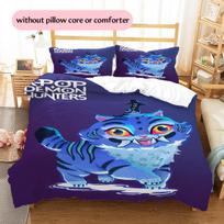 1PC KPop Demon Hunters pattern Bedding Quilt Set Quilt Cover Pillowcase Home Decoration (1 * duvet cover + 2 * pillowcase, without core) 135x200cm blue