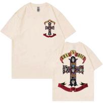 Guns N Roses Appetite for Destruction Album Graphic T Shirts Rock Hip Hop Short Sleeve Tshirt Men Women Casual Loose Tshirts 4XL white