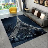 France Paris Eiffel Tower Romantic Art Rug Non-Slip Carpet for Living Room Bedroom Sofa Kitchen Decor Floor Mat 40x60cm(15x23in) gray