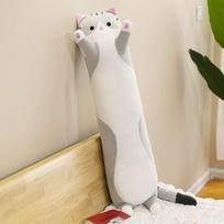 Ilga Katės Pliušinė Kūno Pagalvė Kūrybinga Mielas Gyvūnas Kimštas Pagalvėlė Minkšta Sofa Dekoratyvinė Antklodė Didelė Miego Pagalvė Dekoras 50cm pilka spalva