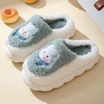 New Tutu Men and Women Couples Indoor and Outdoor Home Wooden Floor Autumn and Winter Warm Cotton Slippers Cotton Shoes 36-37 šviesiai žalios spalvos