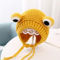 Frog knitted wool hat infant autumn and winter fun cute headgear winter headgear going out earmuffs baby hat One size fits all geltona