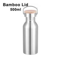 Nešiojama izoliuota vienienė metalinė vandens gertuvė Nerūdijančio plieno dviračio vandens buteliukai 350ml-Bamboo Lid gray