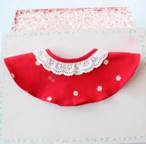 Stylish Red Lace Cotton Bib with Floral Design for Baby Girls white