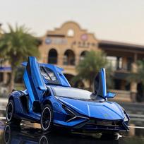 1:32 SINA Alloy Sports Car Model Diecast Metal Toy Vehicles Car Model Simulation Sound and Light Collection Childrens Toy Gift mėlyna