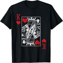 King of Hearts Playing Cards Casino Poker Magician Costume T-Shirt XXXL black