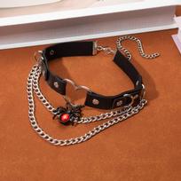 Dark Goth Punk Hottie Choker Cross Collarbone Chain, Heavy Industry Flower Necklace Women's Model black