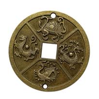 Ancient Chinese Four Celestial Animals Feng Shui Brass Lucky Coin Collection Gift black