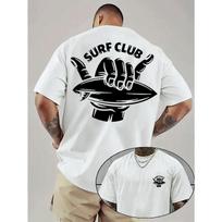 European sizes [Surf Club Graphic Tee] Men's Navy Surf Club Graphic T-Shirt - PLUS SIZE, Lightweight Breathable Fabric 4XL balta