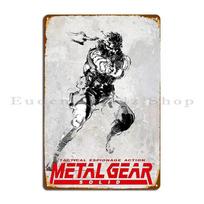 Metal Gear Solid Poster Metal Plaque Poster Retro Club Wall Cave Printed Cave Tin Sign Poster 20x30cm（7.8x11.8inch） white