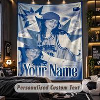 Personalized Wall Tapestry,Billie Eilish Custom Printed Name, Fabric Wall Art For Indoor Room Backdrop 100cmx150cm blue