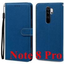 Xiaomi Redmi Note 8 Pro dėklas Silikoninis odinis piniginės telefono dėklas Redmi Note 8 dėklui Redmi Note 8 Pro atverčiamas dėklas Coque Fundas blue