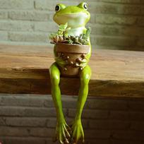 Ers Mieli Varlės Maži Dervos Vazoniukai, Biuro Lauko Vidaus Bonsų Vazoniukai Gėlių Vazonas Sitting Frog black