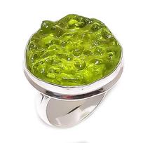 Moldavite Quartz Gemstone Handmade 925 Sterling Silver Jewelry Ring Size 8 y7Y38 yellow