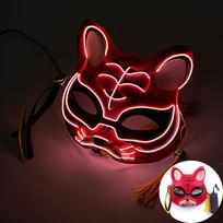LED Light Up Tiger Half Face Mask Halloween Masquerade DJ Dance Party Cosplay Tiger Prop Glowing Tiger Japanese Anime Mask brown