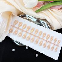 Jelly Glue Pearl Bow Nude Wearable Nail Tips white