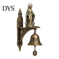Religious Resin Wall Art Our Lady of Grace Bell, Catholic Chime, Virgin Mary Devotional Hanging Prayer Bell for Home Altar Christian Decor Gifts 1pc black