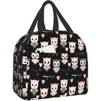 Cute Owl Lunch Bag for Women Men Bento Tote Bag Insulated Lunch Box Thermal Lunch Bags for Picnic Boating Beach Fishing Work 22x20x13CM juoda
