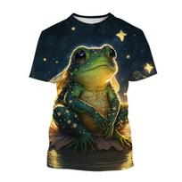 Madingas animacinis gyvūnas varlė 3D spausdinimo marškinėliai Vasaros laisvalaikio apvalia kaklo iškirpte trumpomis rankovėmis Unisex sportiniai varlės marškinėliai 4XL black