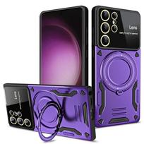 Magnetinis žiedo šarvuotas smūgiams atsparus dėklas Samsung Galaxy S25 Ultra Plus S 25 A16 A26 A36 A56 A06 Magsafe belaidžio įkrovimo dangtelis For Samsung A06 violetinė