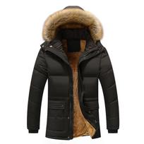 Stora šilta žieminė parka Vyriška vilna su gobtuvu Vyriška žieminė striukė Striukė Vyriška aksominė šilta paltai XXXXXL juoda