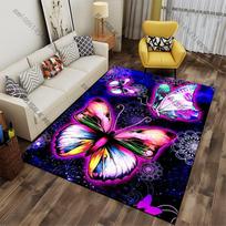 Vibrant butterflies glowing cosmic beauty carpet Yoga living room room decor children's crawling mat doormat area rug 50x80cm purple