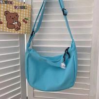 Waterproof Nylon Messenger Bag for Women Fashion Crossbody School Bag Youth Girls Large Capacity Handbag mėlyna