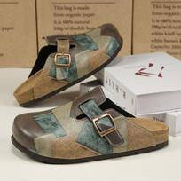Unisex Cork Closed Toe Slippers Slip-on Clogs Slides Fashion Leather Sandals with Adjustable Buckle Backless Comfort Footbed 38 white